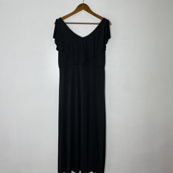 Soft Surroundings Dress Womens Petite Medium Maxi Ruffle Off Shoulder Modal NEW - Picture 6 of 8